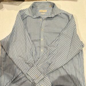 Michael Kors  white and blue checkered button-up dress shirt Non Iron size XL